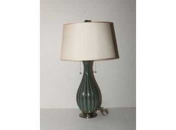 Weathered Vane Ribbed Mid Century Style Green Lamp