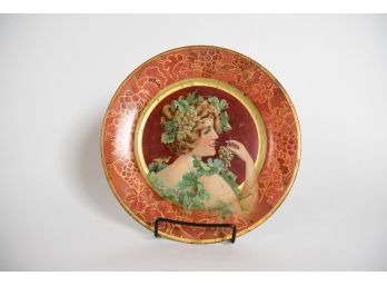 10' Antique Vienna Art Plate Featuring Girl Eating Grapes