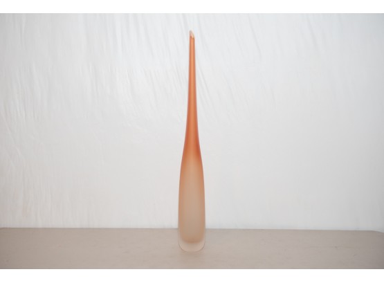 Satin Art Glass Murano Mod Long Vase Signed