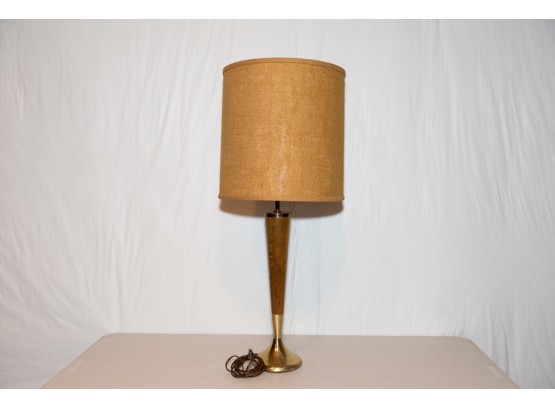 Mid Century Brass And Walnut 22'  Table Lamp