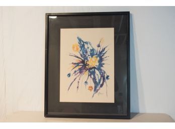 Abstract Mid Century Watercolor Signed Giboz