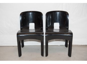 Joe Colombo Kartell Black Molded Plastic Chairs