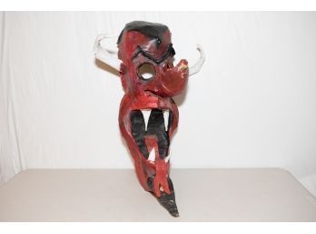 30' Oversize Papier Mache Devil Mask Signed Mike Hance