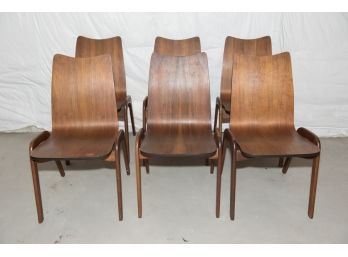 Six Mid Century Walnut Dining Chairs Believed To Be Chet Beardsley