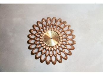 Elgin Gold Sunflower Wall Clock Missing Hand Mechanism