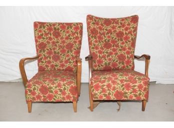 1950s Swedish Sculptural Upholstered King And Queen Chairs