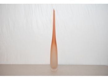 Satin Art Glass Murano Mod Long Vase Signed