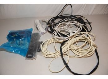 Lot Of Electronics Cables And Sony DVD Remote