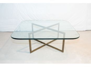 Brushed Brass Square Glass Coffee Table