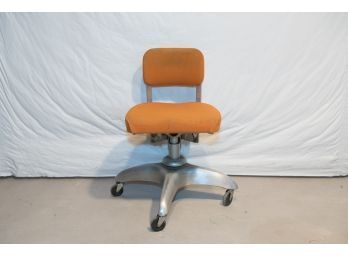 1950s Streamline Orange GF Rolling Office Chair