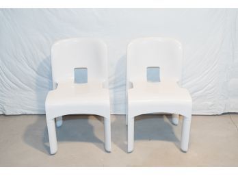Joe Colombo Kartell White Molded Plastic Chairs
