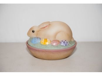 7' Fenton Glass Iridescent  Bunny Basket