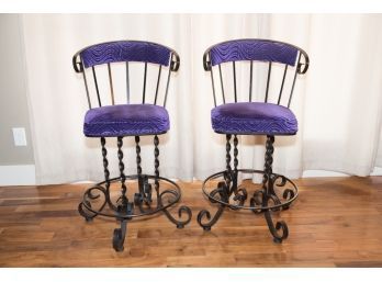 Purple Wrought Iron Gothic Style Barstools