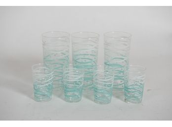 Vintage Blue Confetti Mid Century Drinking Glasses