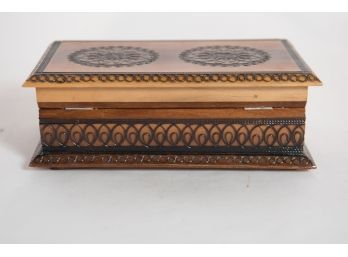 Polish Wooden Carved Lidded Box With Key