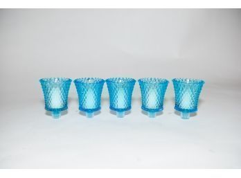 3.5' Baby Light Blue Diamond Textured Votive Candle Holders 5 Count