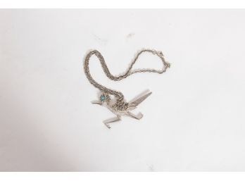 Vintage Roadrunner 3.75' Silvertone Necklace