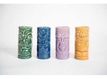 Lot Of 4 Accoutrements 2001 Ceramic Tiki Glasses