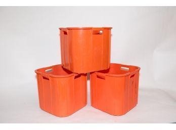 3 Orange Stackable Storage Totes
