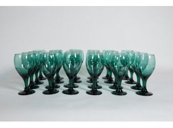 7' Green Wine Glasses With Gold Rim 24 Count