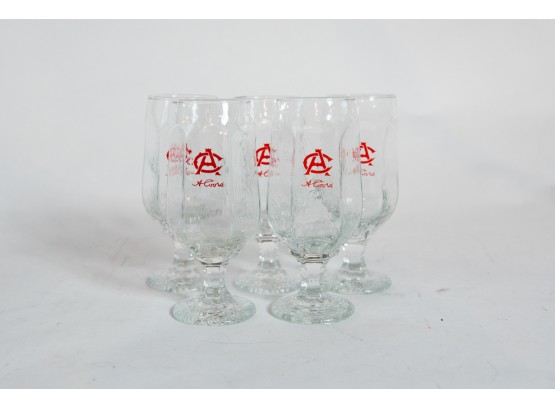 Set Of 5 7' Adolph Coors  'AC' Goblets