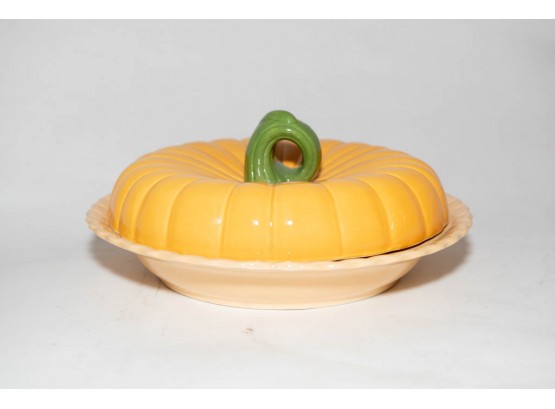 1990 Pumpkin Lidded Pie Dish 11'