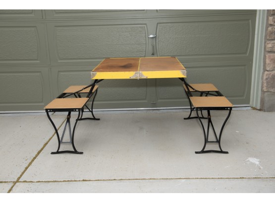 Mid Century Handy Table And Chair Set Folding Picnic Table