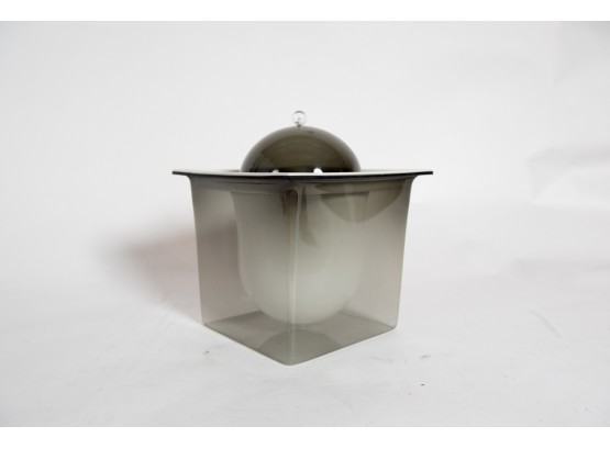 1970's Domed Lucite Smokey Gray Ice Bucket
