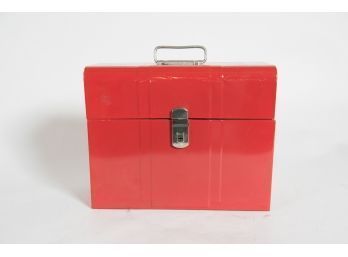 Vintage Red Metal File Box