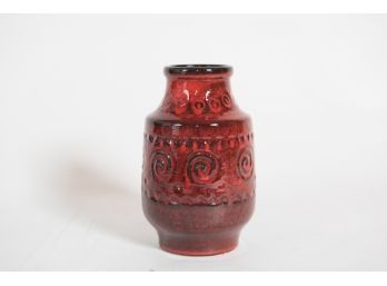 Mid Century Modern Red Glazed 8' Vase