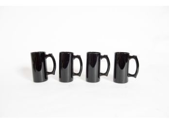 Set Of 4 6' Black Indiana Glass Mugs