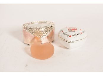 Ziggy Love Trinket Box, Silver Toned Ring Box And Frosted Pink Heart