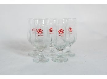 Set Of 5 7' Adolph Coors  'AC' Goblets