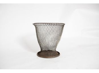 12' Vintage Metal Waste Basket Marked The Northwestern Expanded Metal Co Chicago