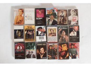 Lot Of 18 Cassette Tapes Including Dolly Parton, Johnny Cash And Elivs Presley