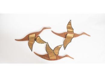 Walnut And Brass Flying Geese Wall Hangings