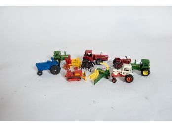 Lot Of 9 Tractors And Farm Implements Including Matchbox And ERTL