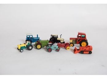 Lot Of 8 Die Cast And Metal Tractors Including Husky, ERTL And Britains