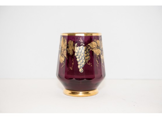 Moser Amethyst With Grape Design 6' Vase