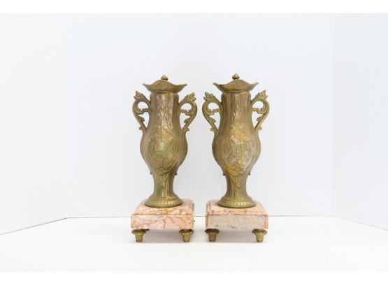 12' Antique Art Nouveau Candle Holder Urns