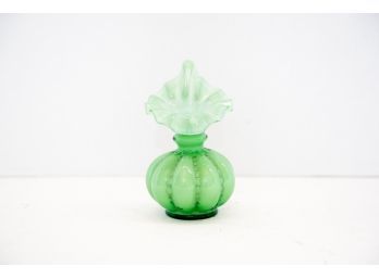 5' Fenton Ivy Green Overlay Melon Vase
