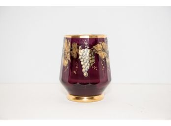 Moser Amethyst With Grape Design 6' Vase