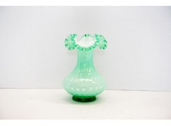 7.5' Fenton Apple Green Bubble Optic Vase