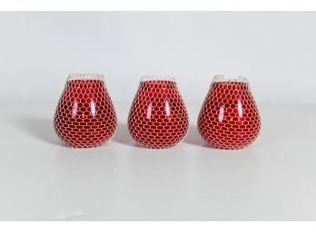 5' Vintage Red Netted Glass Patio Candles