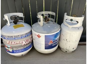Lot Of 3 Empty To Partial Propane Tanks