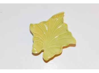13.5' Vintage Yellow/green Ceramic Leaf Candy Dish