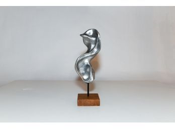 13' Silver Ceramic Modern Abstract Sculpture