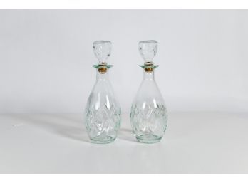11' Vintage Light Blue Glass Liquor Bottle Decanters
