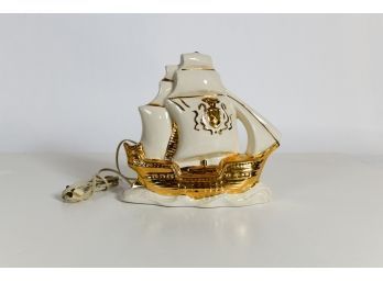 1950s Lampcrafts Beige And Gold Clipper Ship