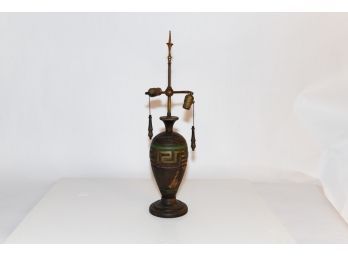 29' Art Deco Wooden Lamp With Egyptian Design (cord Has Been Cut)
